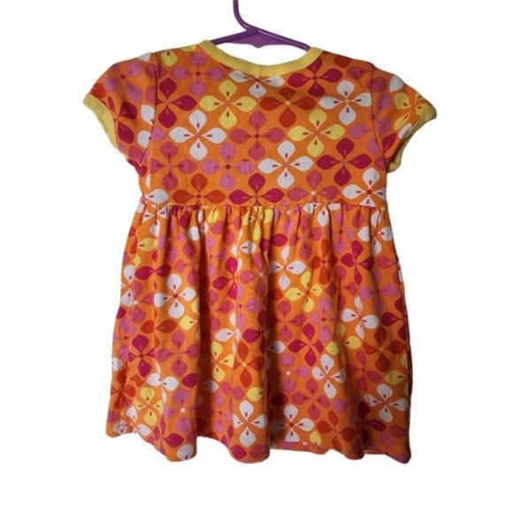 Hanna Andersson size 80 2T Button Front Empire Waist Floral‎ Summer Dress Orange - Picture 4 of 4